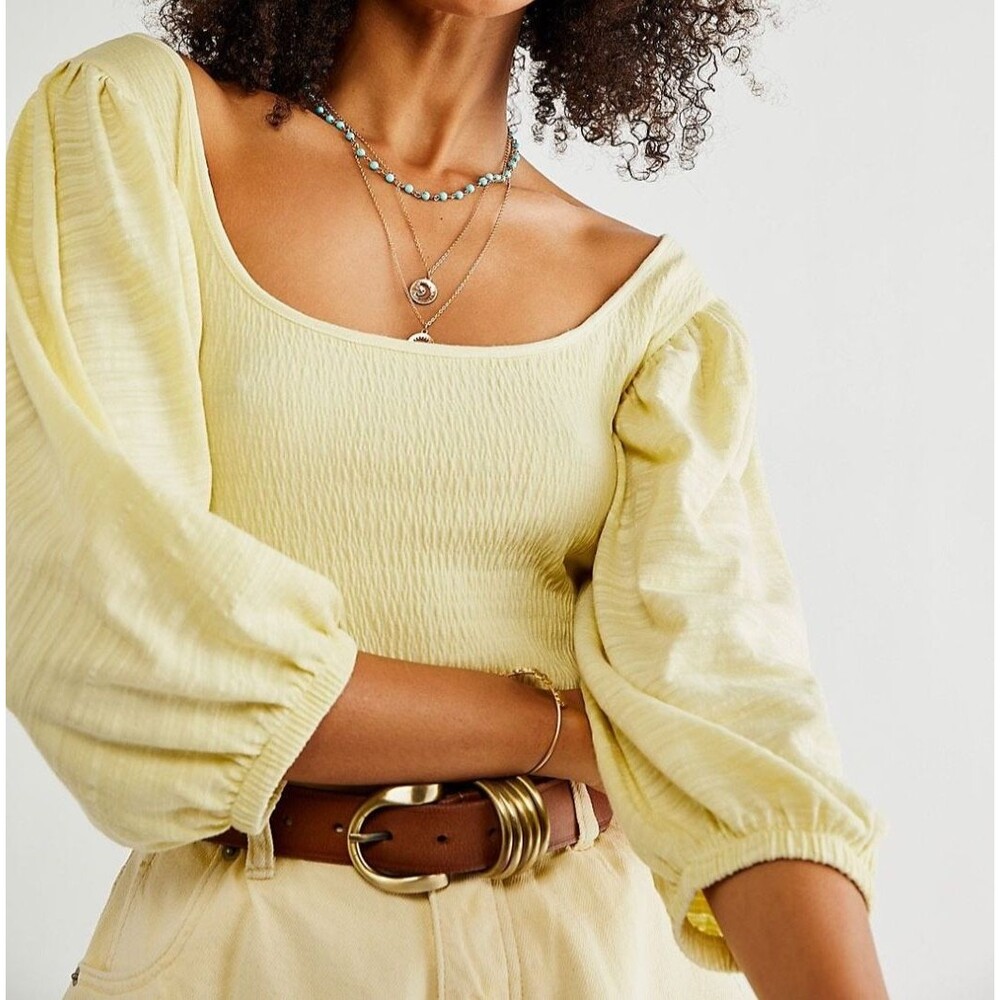 Free People Day Lily Top White Scoop Neck Size L Boho Peasent